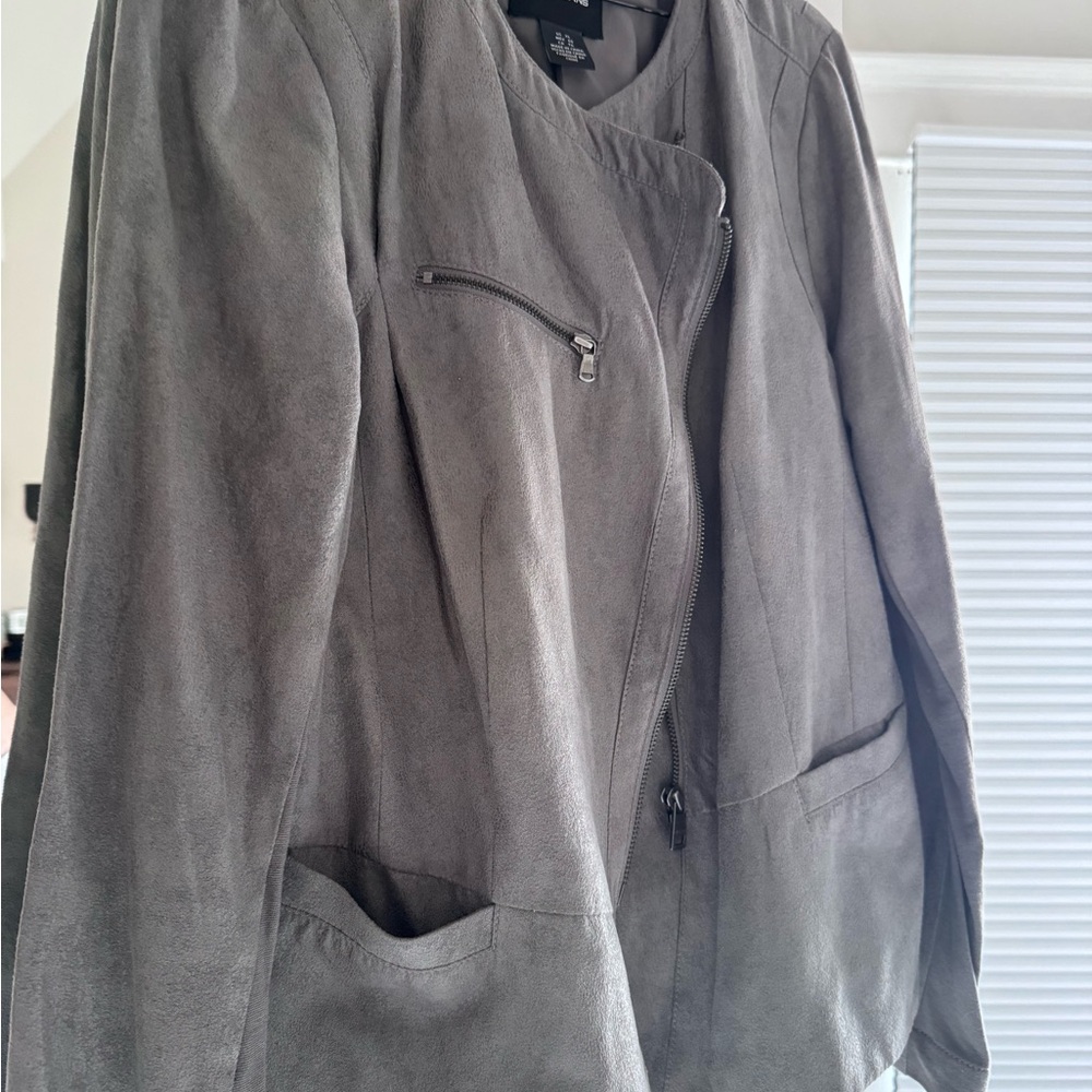DKNY Gray Suede style Zip-Front Jacket